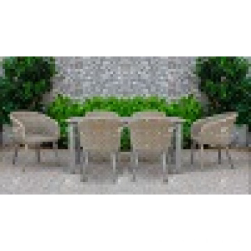 2017 Hot Trendy Poly PE Rattan Dining Set Table Meubles de jardin extérieurs